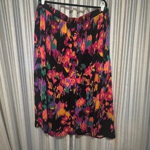 SHEIN colorful ikat button midi skirt